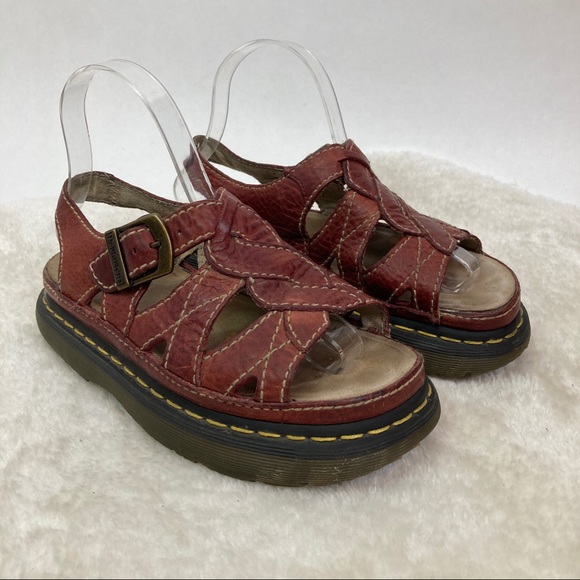 SOLD—Vintage Dr. Martens Wine Red Leather Sandals - Picture 1 of 10